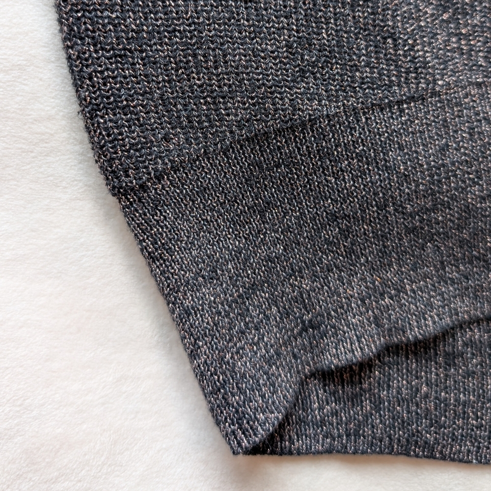Aritzia Wilfred Women's Sweater Silk Cashmere 3/4 Sleeves Grey Gold Knit Size S - Picture 9 of 14
